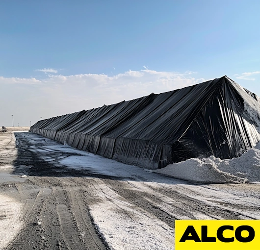 salt pile cover tarps to keep salt dry